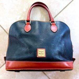 Dooney & Bourke Pebble Leather Zip Zip Satchel, Black/Brown